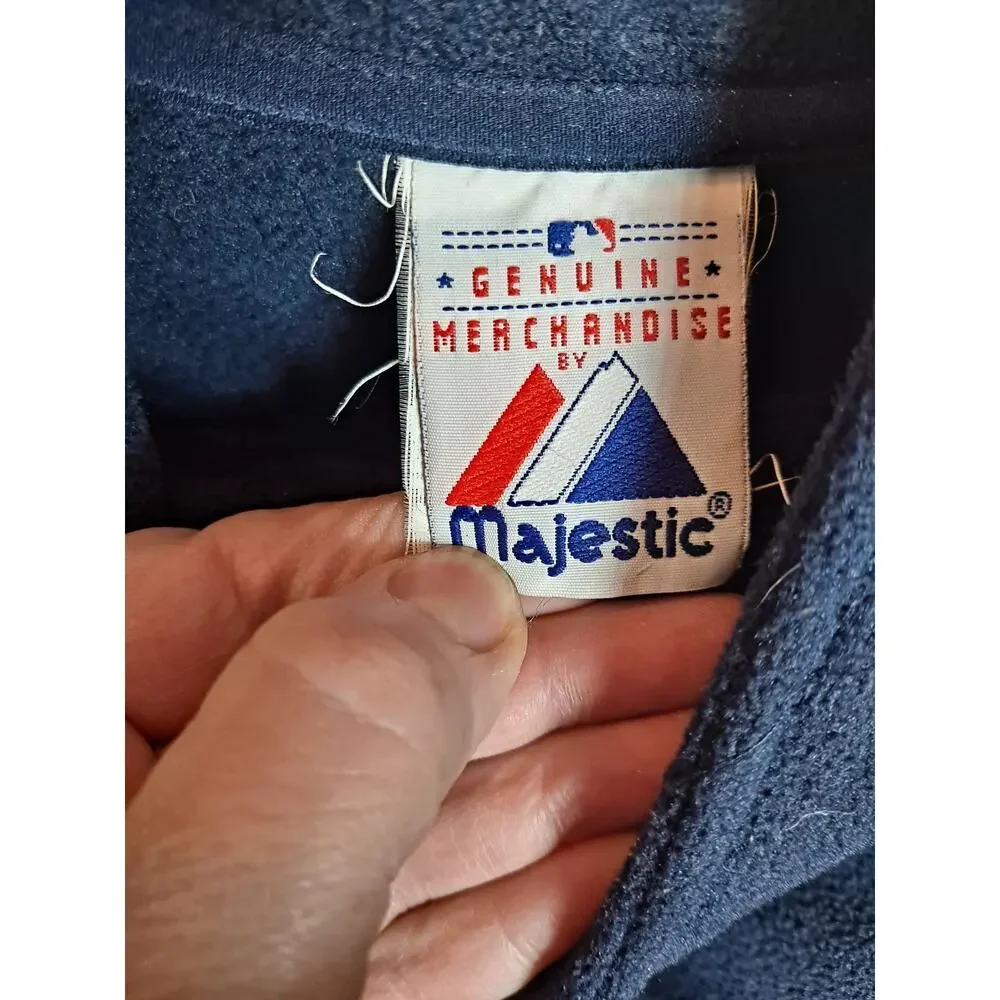 Majestic Men Vintage New‎ York Yankees Quarter Zip Fleece Pullover Jacket Size S